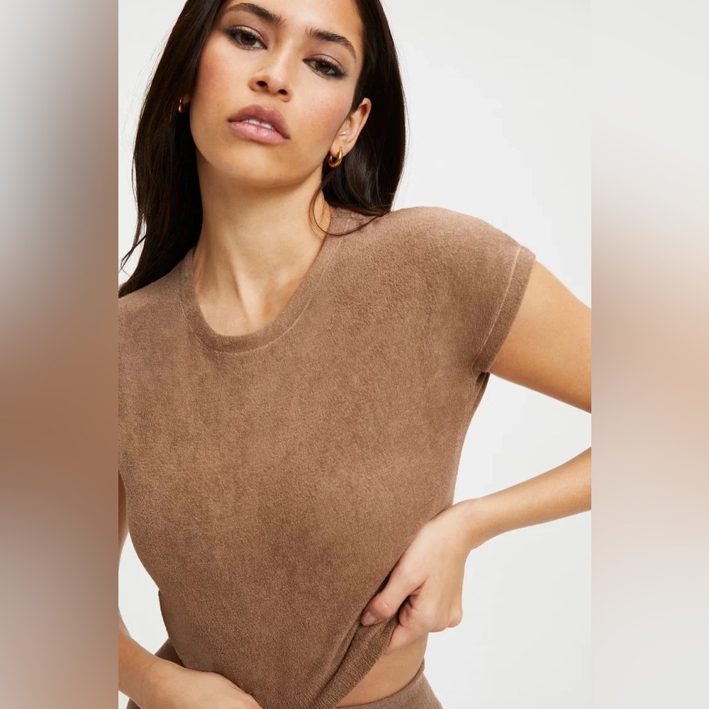 Good American Tan Short Sleeve Terry Tee